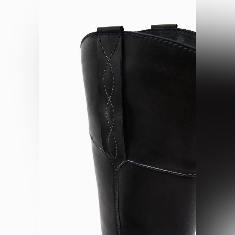 ZARA LEATHER COWBOY BOOTS NEW - Picture 5 of 11